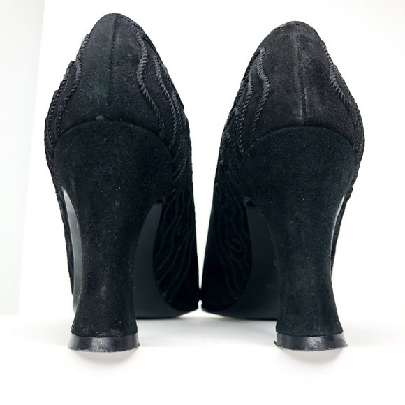 Paloma Womens Size 7 Black Suede Block Heel Pumps - Picture 3 of 8